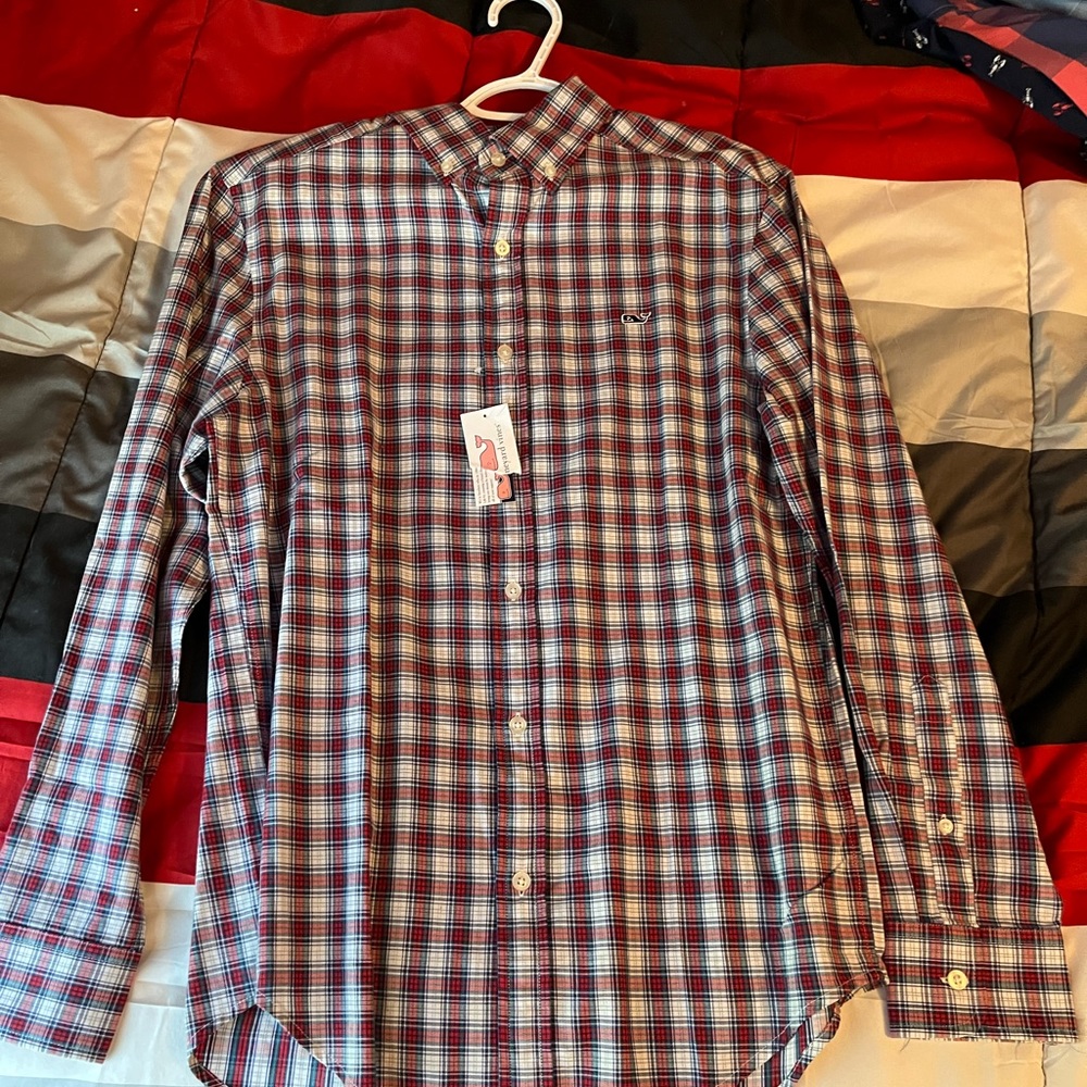 long sleeve button up plaid shirt